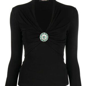 Roberto Cavalli beaded V-neck top